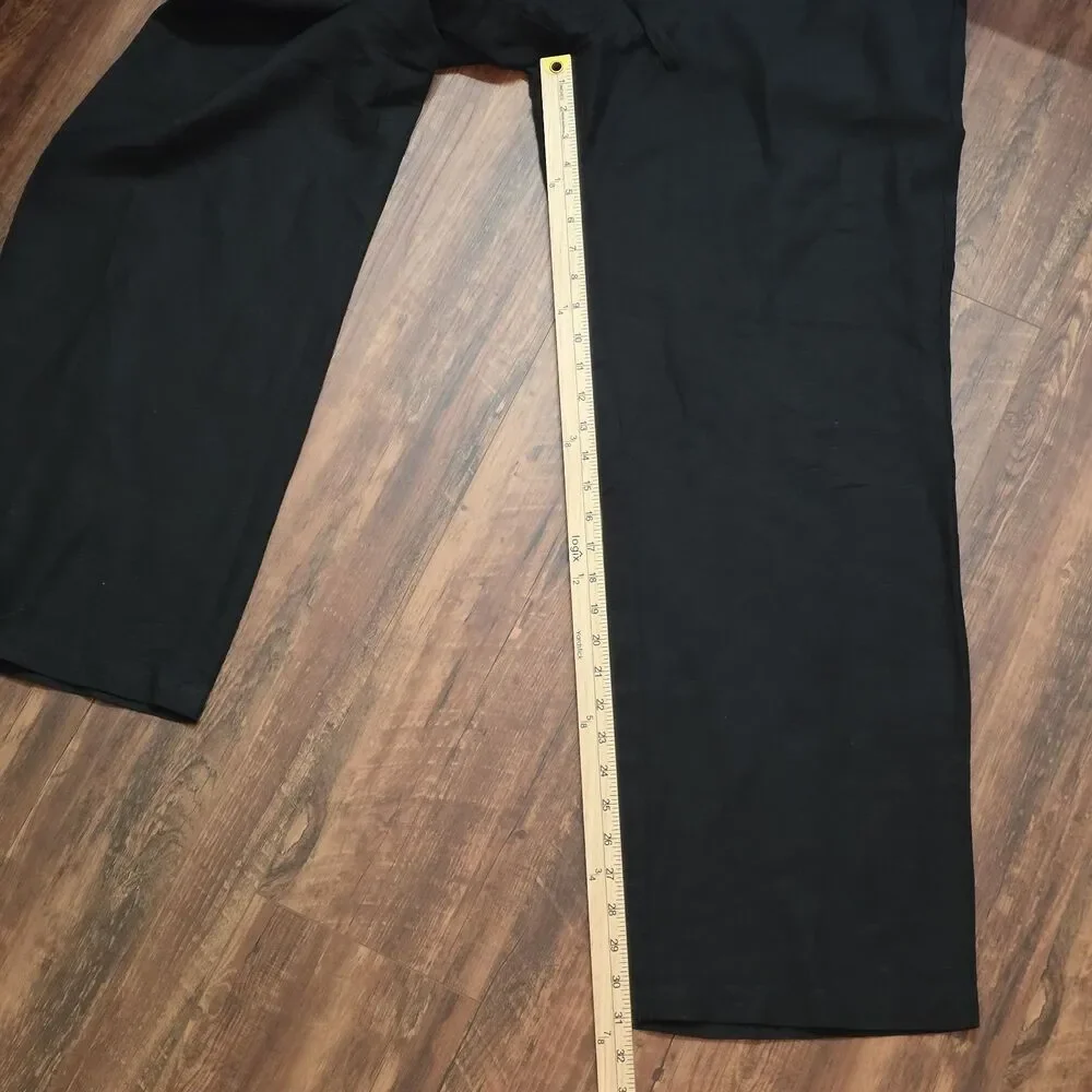 Vintage Jantzen Men L Linen Blend Drawstring Pants Black 90 Resort Wear Vacation
